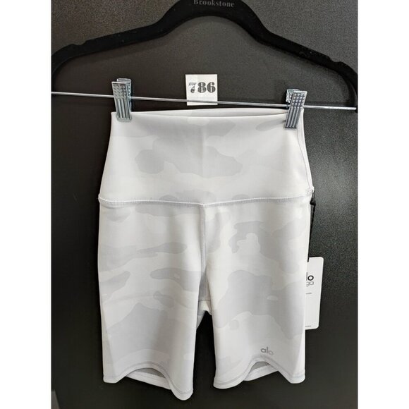 Alo Women’s Yoga Vapor Camouflage High Waist Gray Biker Shorts Size XS